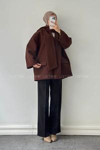 Bitter Brown V Neck Long Arm Coat