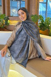 Lamelif Bulut Desen Bambu Şal Antrasit