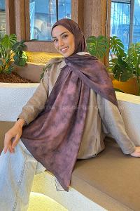 Lamelif Bulut Desen Bambu Şal Gül Kurusu