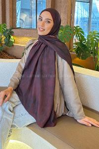 Lamelif Bulut Desen Bambu Şal Koyu Bordo