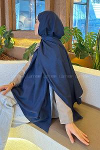 Lamelif Bulut Desen Bambu Şal Lacivert