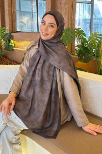 Lamelif Bulut Desen Bambu Şal Siyah Kahverengi