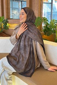 Lamelif Bulut Desen Bambu Şal Siyah Kahverengi