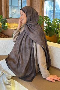 Lamelif Bulut Desen Bambu Şal Siyah Kahverengi