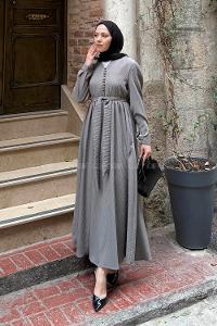 Khaki V Neck Cotton Dresess