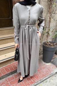 Khaki V Neck Cotton Dresess