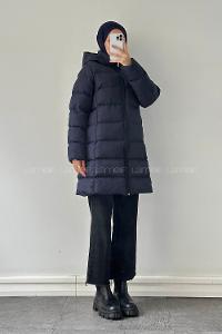 Navy Blue Choker Neck Long Arm Polyester Vest