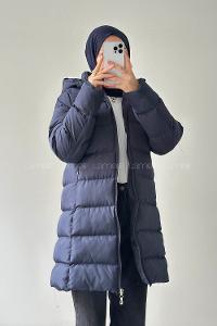 Navy Blue Choker Neck Long Arm Polyester Vest