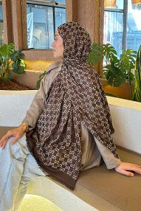 Lamelif G Desen Kaşmir Çift Taraflı Şal Acı Kahve