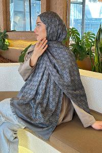 Lamelif G Desen Kaşmir Çift Taraflı Şal Antrasit