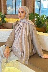Lamelif G Desen Kaşmir Çift Taraflı Şal Toprak