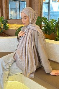 Lamelif G Desen Kaşmir Çift Taraflı Şal Toprak