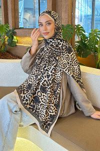 Lamelif Leopar Desen Bambu Şal Bej