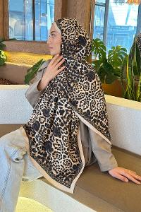 Lamelif Leopar Desen Bambu Şal Bej