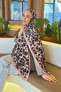 Lamelif Leopar Desen Bambu Şal Camel