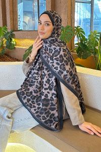 Lamelif Leopar Desen Bambu Şal Toprak