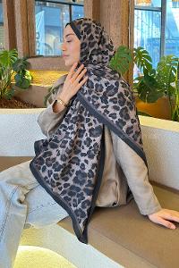 Lamelif Leopar Desen Bambu Şal Toprak