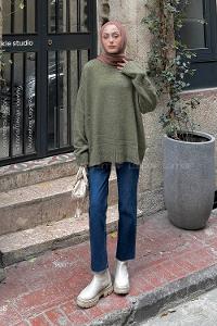 Lamelif Salaş Dokulu Kazak Haki