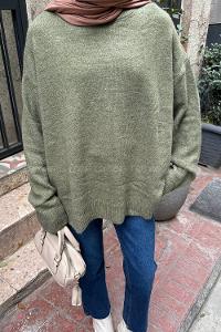 Lamelif Salaş Dokulu Kazak Haki