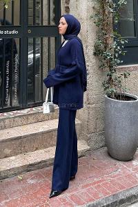 Lamelif Üçlü Triko Takım Lacivert