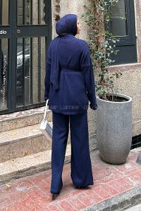 Lamelif Üçlü Triko Takım Lacivert