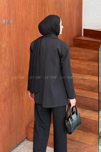 Lamelif Kapak Cep Detaylı Blazer Ceket Siyah