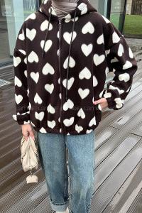 Lamelif Kapli Polar Sweatshirt Kahverengi