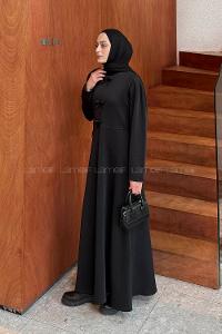 Lamelif Kurdela Detaylı Scuba Elbise Siyah