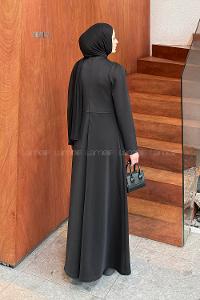 Lamelif Kurdela Detaylı Scuba Elbise Siyah