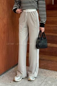 Lamelif Şerit Detaylı Eşofman Altı Taş Rengi