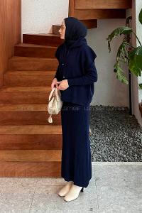 Lamelif Yelek-Jile İkili Triko Takım Lacivert