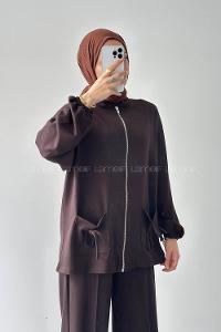 Lamelif Biyeli Cepli İkili Takım Acı Kahverengi