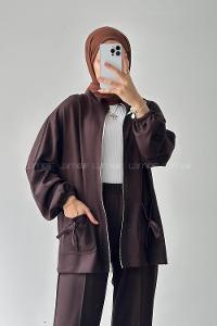 Lamelif Biyeli Cepli İkili Takım Acı Kahverengi