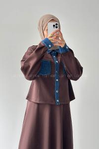 Lamelif Garnili Scuba Takım Kahve