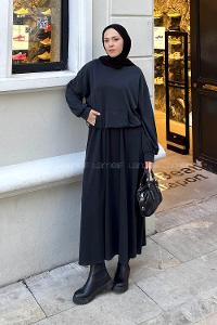 Lamelif Kanguru Cep Etekli İkili Takım Antrasit