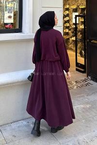 Lamelif Kanguru Cep Etekli İkili Takım Bordo