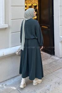 Lamelif Kanguru Cep Etekli İkili Takım Yeşil