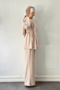 Lamelif Oysho Taşlı İkili Takım Krem