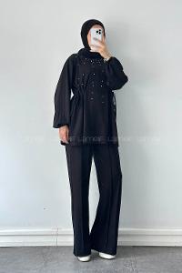 Lamelif Oysho Taşlı İkili Takım Siyah