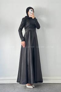 Lamelif Pul Payet Detaylı Elbise Siyah