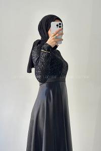 Lamelif Pul Payet Detaylı Elbise Siyah