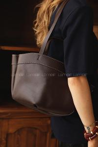 Lamelif Kadın Çift Saplı Tote Çanta Pablo Acı Kahve