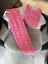 Lamelif Kalp Desenli Pijama Takımı