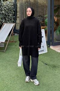 Lamelif Yumoş Triko Kazak Siyah