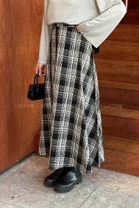 Black Cotton Fabric Flared Skirt Skirt