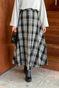 Black Cotton Fabric Flared Skirt Skirt