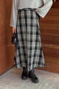 Black Cotton Fabric Flared Skirt Skirt