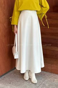 Lamelif Kaşe Etek Beyaz