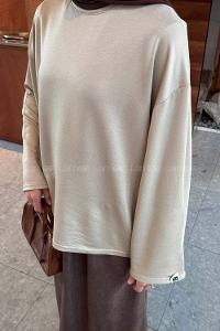 Lamelif Kol Armalı Sweatshirt Bej