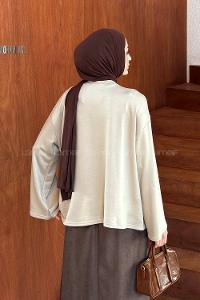 Lamelif Kol Armalı Sweatshirt Bej